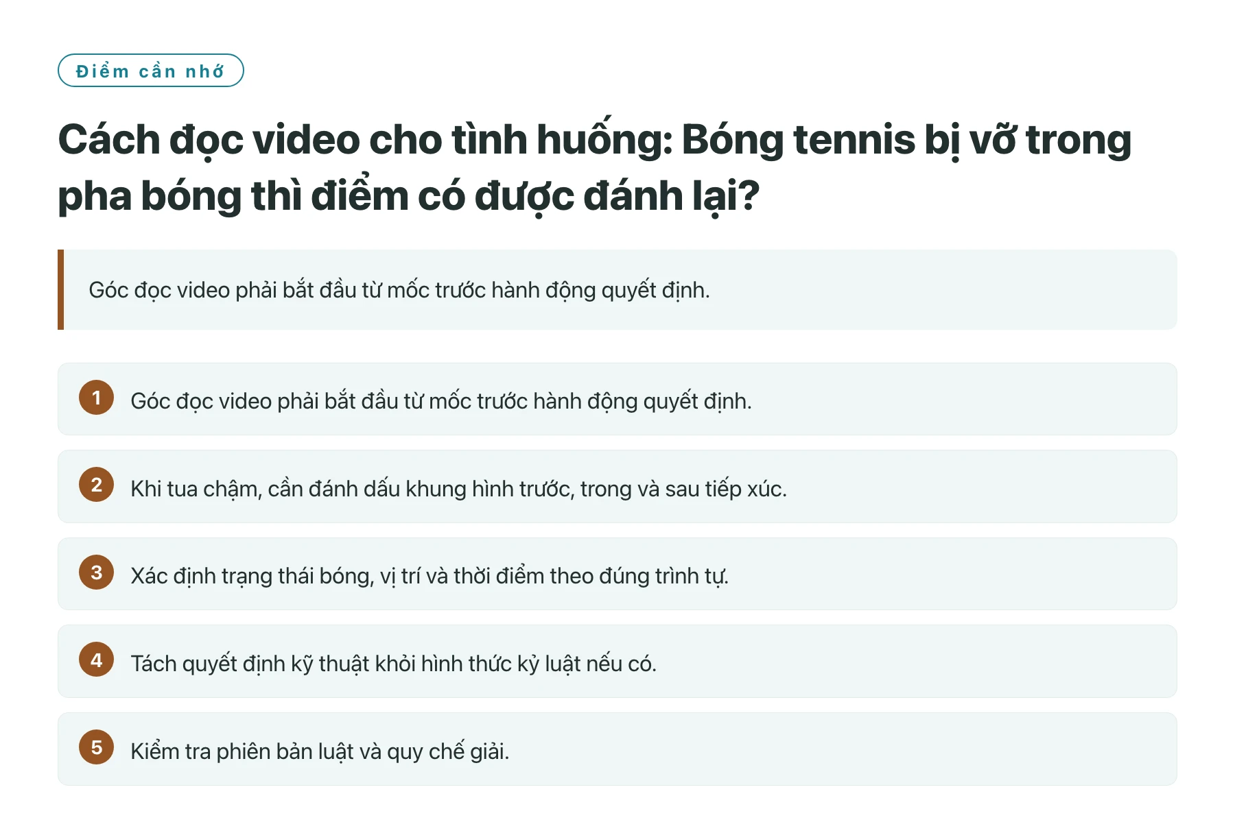 Cách đọc video cho tình huống: Bóng tennis bị vỡ trong pha bóng thì điểm có được đánh lại?——全文要点速览
